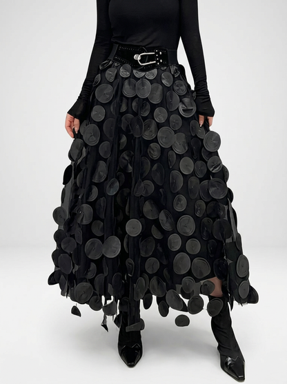 Women's Elegant Long Maxi Skirt with Textured Layered Design