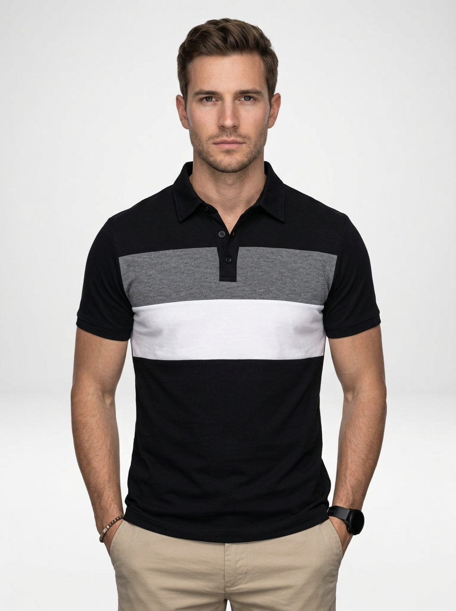 Men’s Contemporary Contrast Short-Sleeve Polo Shirt