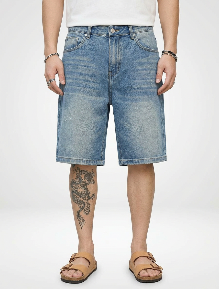 Bermuda Denim Jeans Shorts Men’s Loose Fit