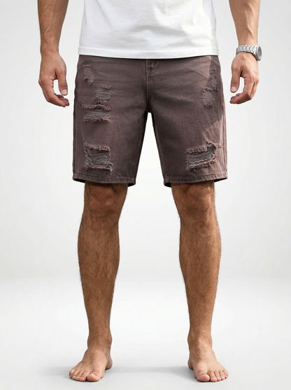 Casual Denim Jeans Shorts for Men Distressed Finish