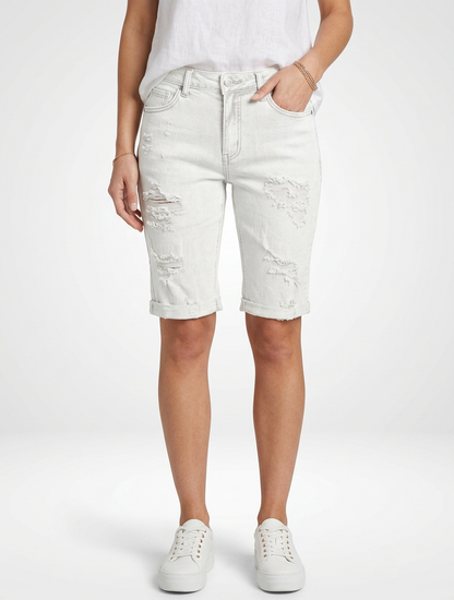 High Stretch Denim Jeans Shorts for Women Mid-Length Cut