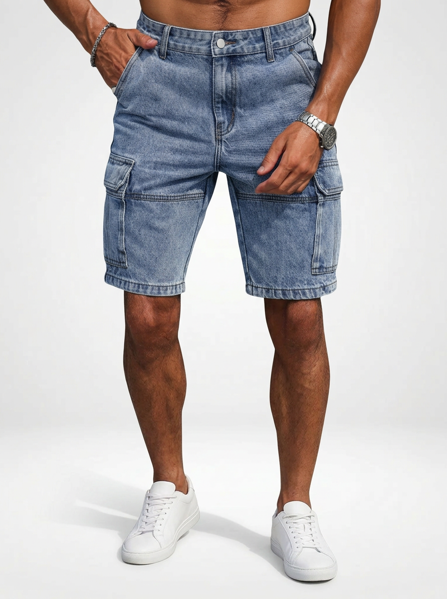 Men’s Cargo Denim Jeans Shorts Regular Fit