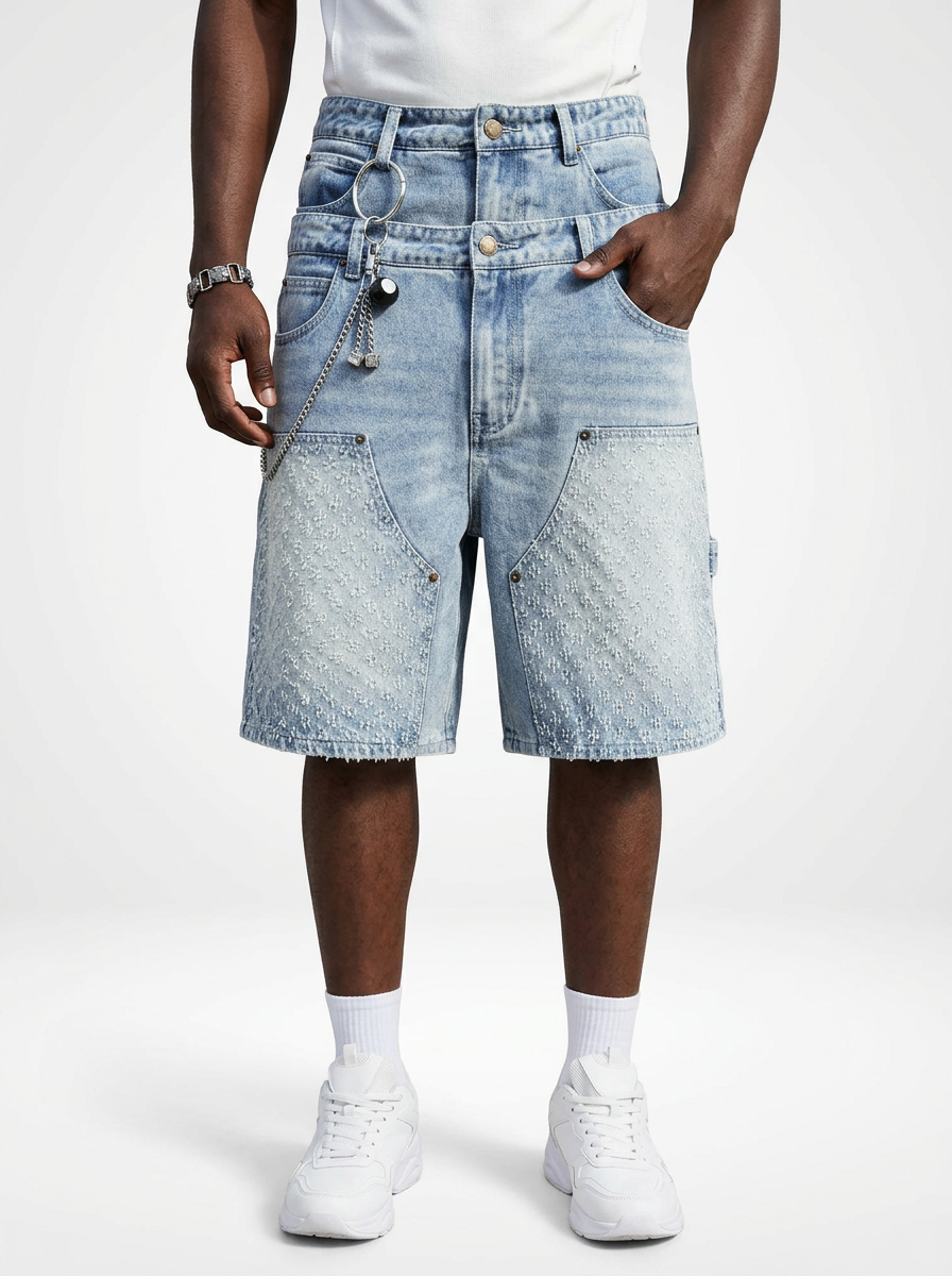 Regular Fit Cargo Denim Jeans Shorts for Men