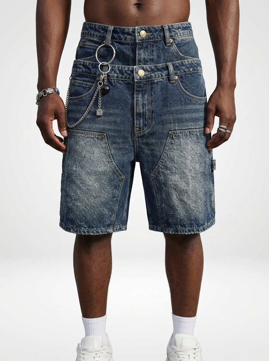 Regular Fit Cargo Denim Jeans Shorts for Men