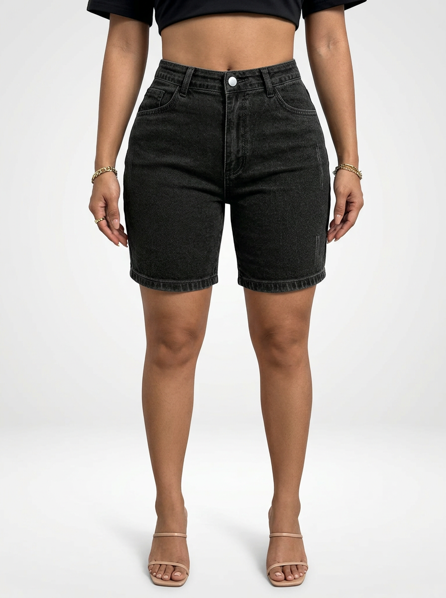 Skinny Fit Denim Jeans Bermuda Shorts for Women Stretch Fabric