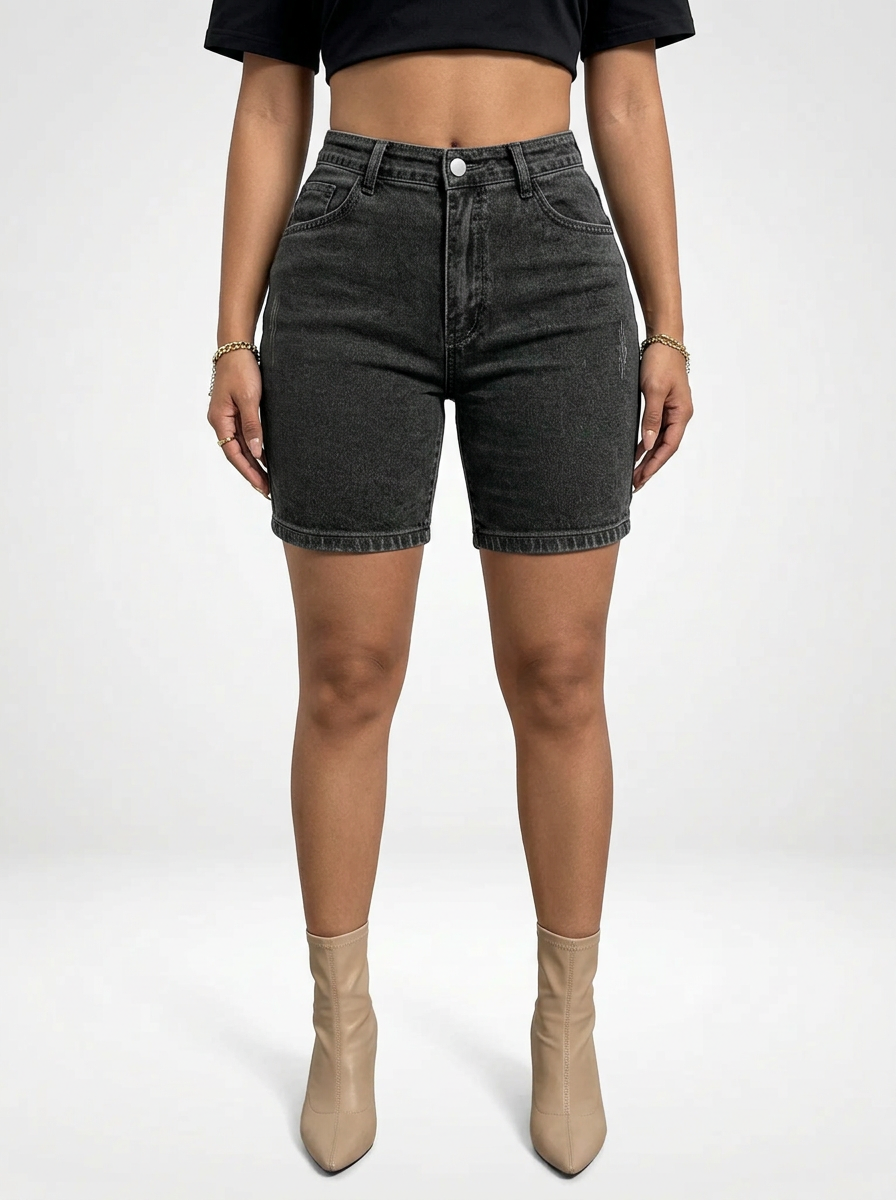 Skinny Fit Denim Jeans Bermuda Shorts for Women Stretch Fabric