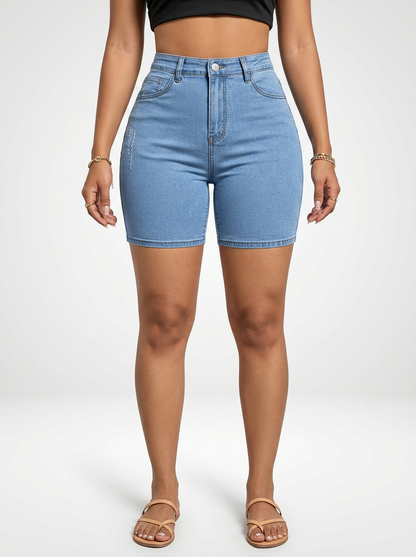 Skinny Fit Denim Jeans Bermuda Shorts for Women Stretch Fabric