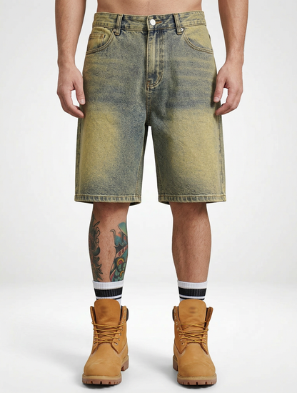 Stretch Denim Jeans Shorts for Men Regular Fit