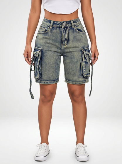 Wide Leg Denim Jeans Bermuda Shorts Women’s Casual Fit