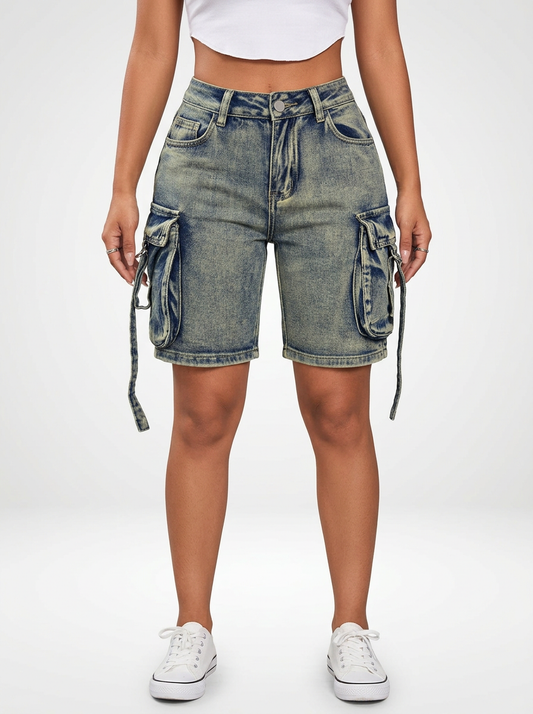 Wide Leg Denim Jeans Bermuda Shorts Women’s Casual Fit