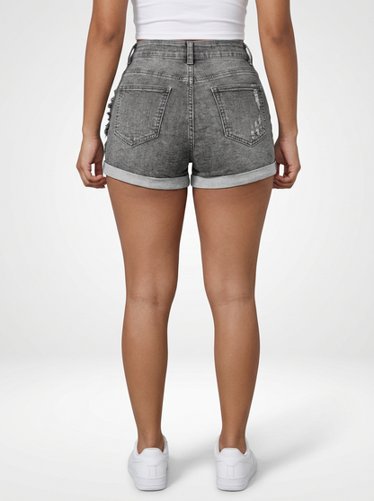 Women’s Distressed Denim Jeans Shorts Medium Stretch Fit