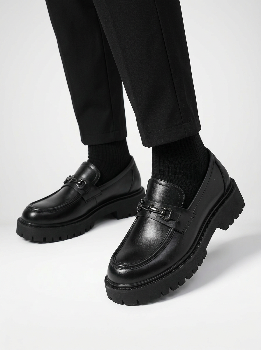 Men’s Platform Buckle Slip On Loafers