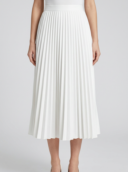 Pleated Midi Skirt with Elastic Waist