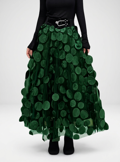Women's Elegant Long Maxi Skirt with Textured Layered Design