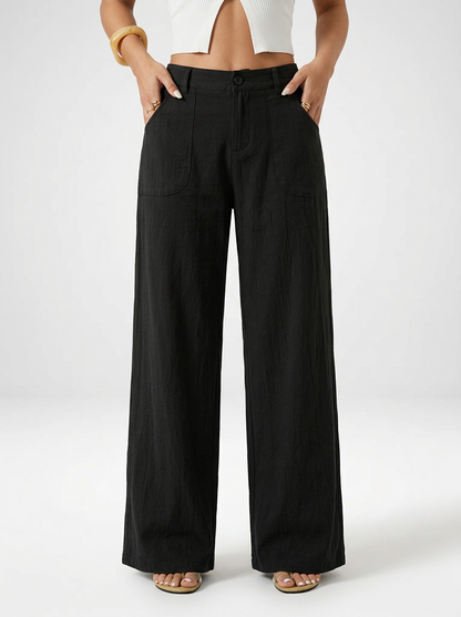 Women's Linen Low Waist Straight Pants
