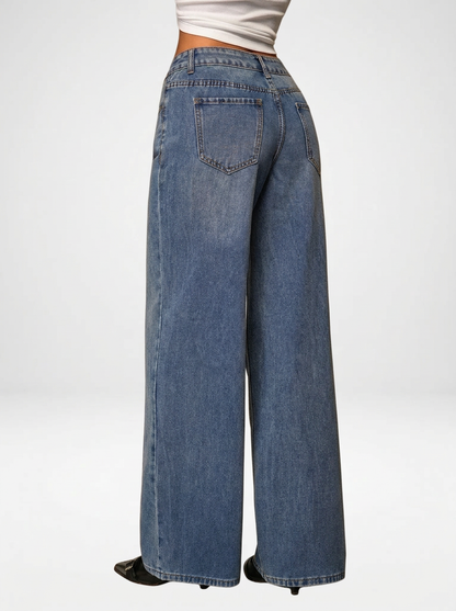 Women's Low Waist Loose Straight Leg Denim Jeans