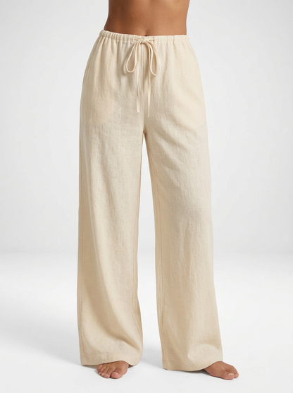 Women's Linen Front Tie Beach Trousers