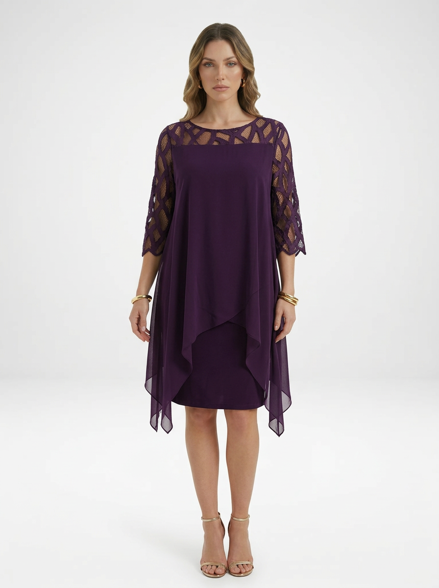 Chiffon Overlay Midi Dress