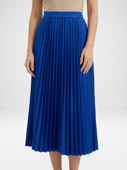 Women's Satin Pleated High Waist Midi Skirt