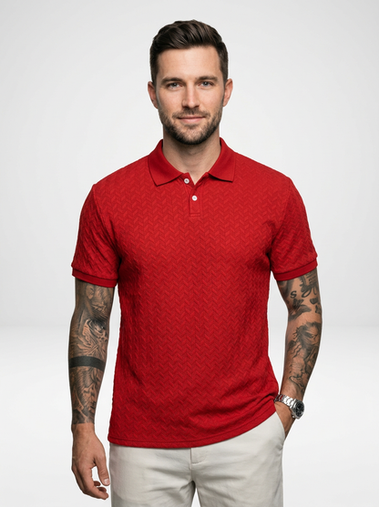 Men’s Textured Short Sleeve Stylish Polo Shirt