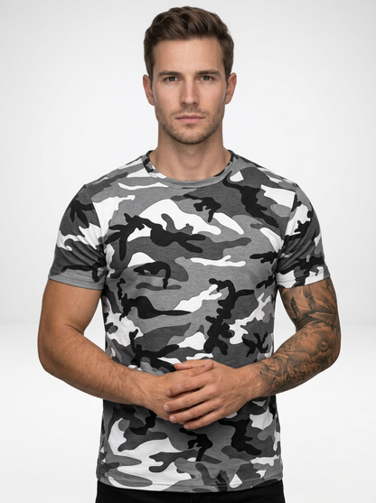 Men's Camouflage Crew Neck Short Sleeve T-Shirt with Street Fit