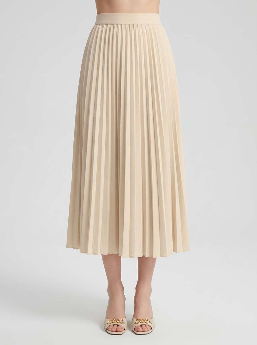 Women's Satin Pleated High Waist Midi Skirt
