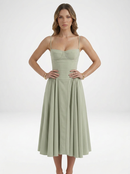 Odette Cute Corset Cocktail Midi Dress