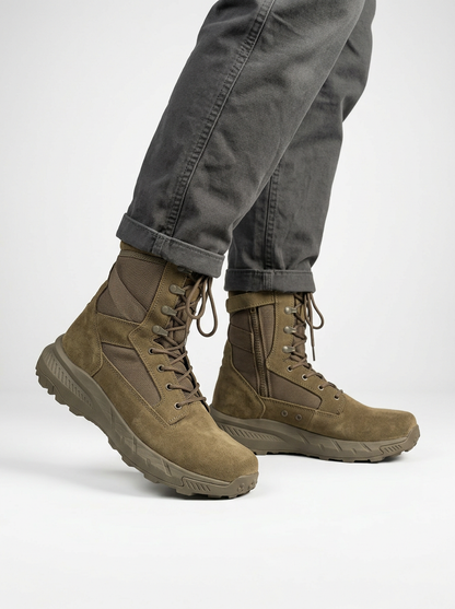 Men’s Tactical Work Boots Side Zipper Lace Up