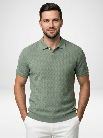 Men’s Textured Short Sleeve Stylish Polo Shirt