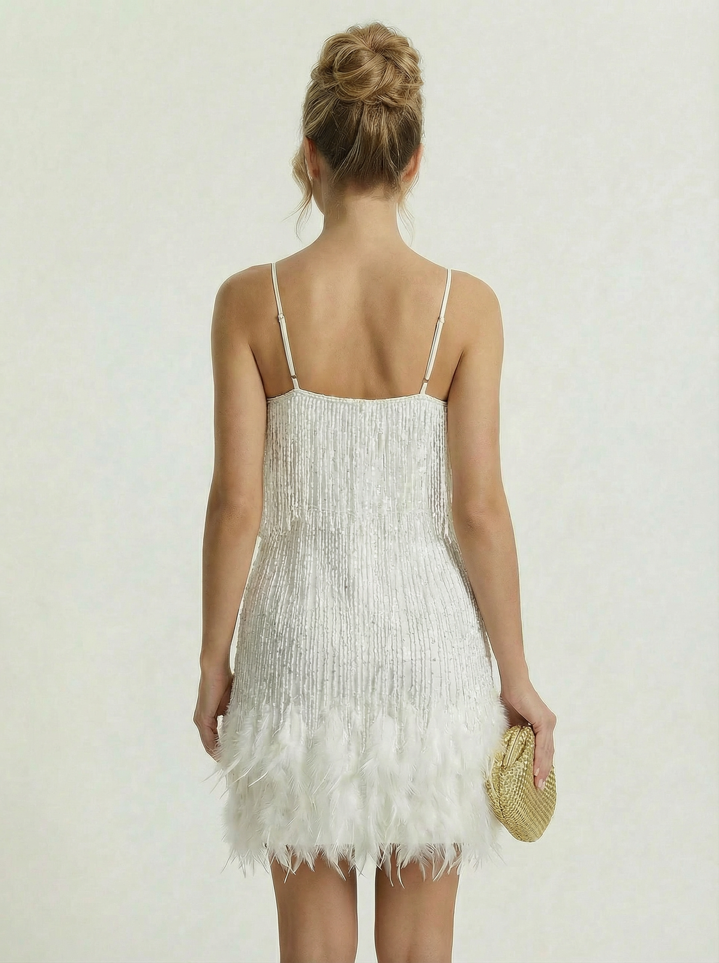 Modern Feather Detail Party Mini Dress