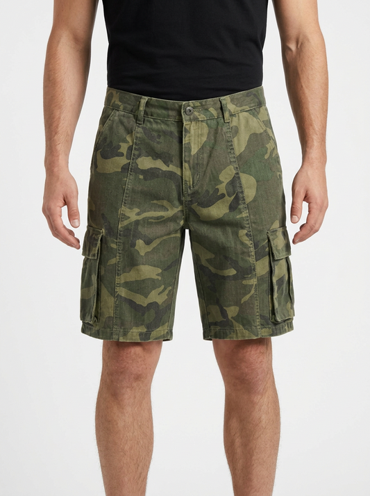 Men’s Camouflage Print Denim Cargo Shorts