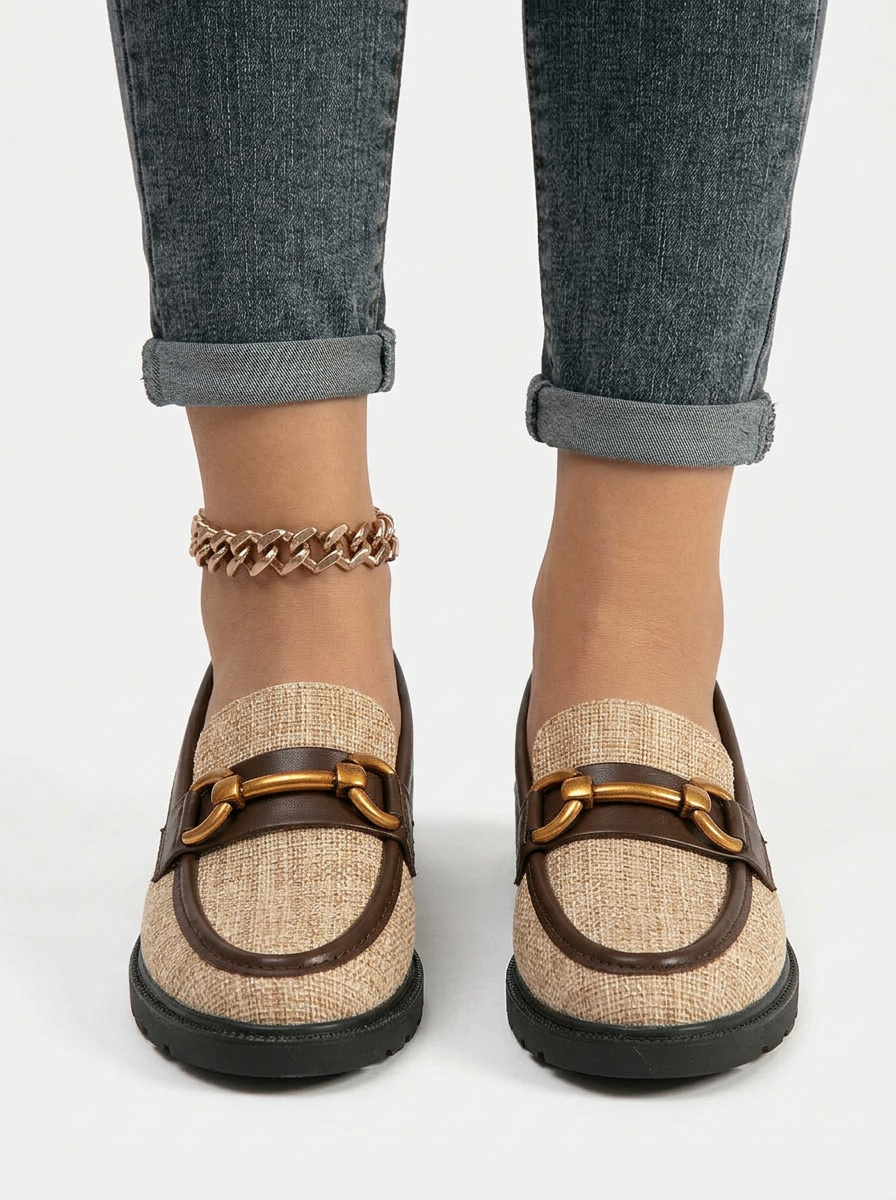 Women's Metal Accent Round Toe Loafers