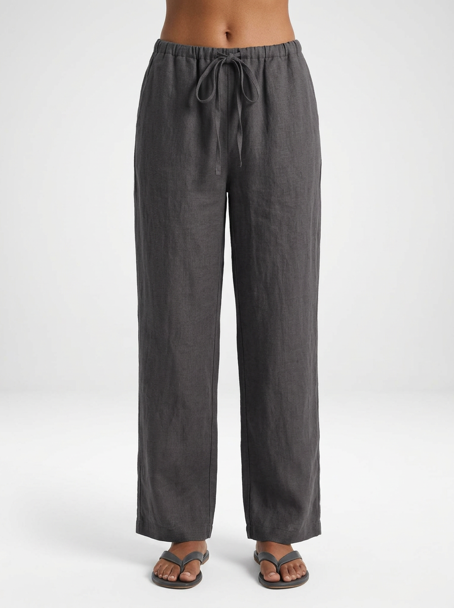 Women's Linen Front Tie Beach Trousers