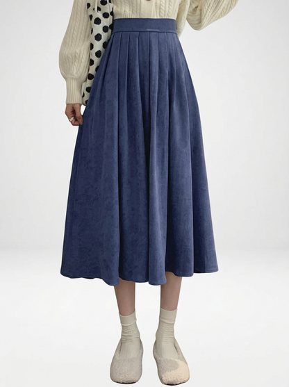 Pleated Midi Skirt Flowing A Line Silhouette
