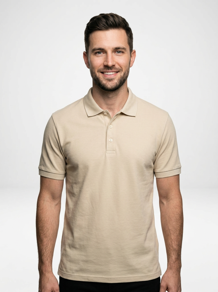 Cotton Blend Polo Shirt for Men with Athletic Fit