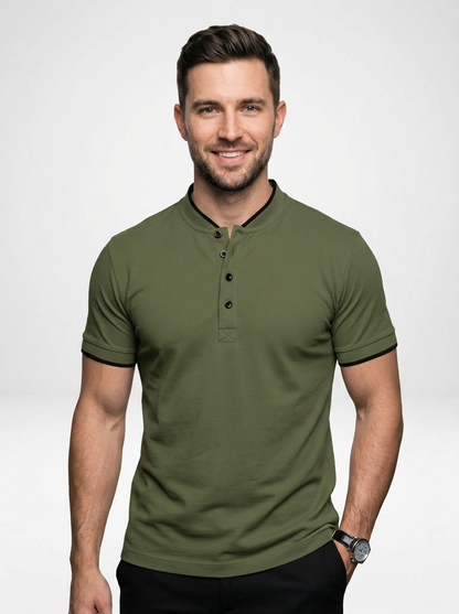 Men’s Short Sleeve Minimalist Button-Up Polo Shirt