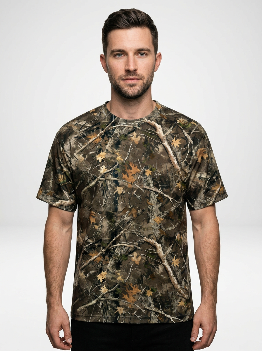 Men’s Camo Print Drop Shoulder Short Sleeve T Shirt
