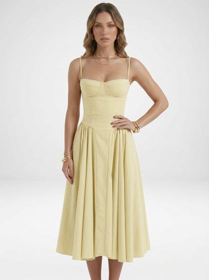Odette Cute Corset Cocktail Midi Dress