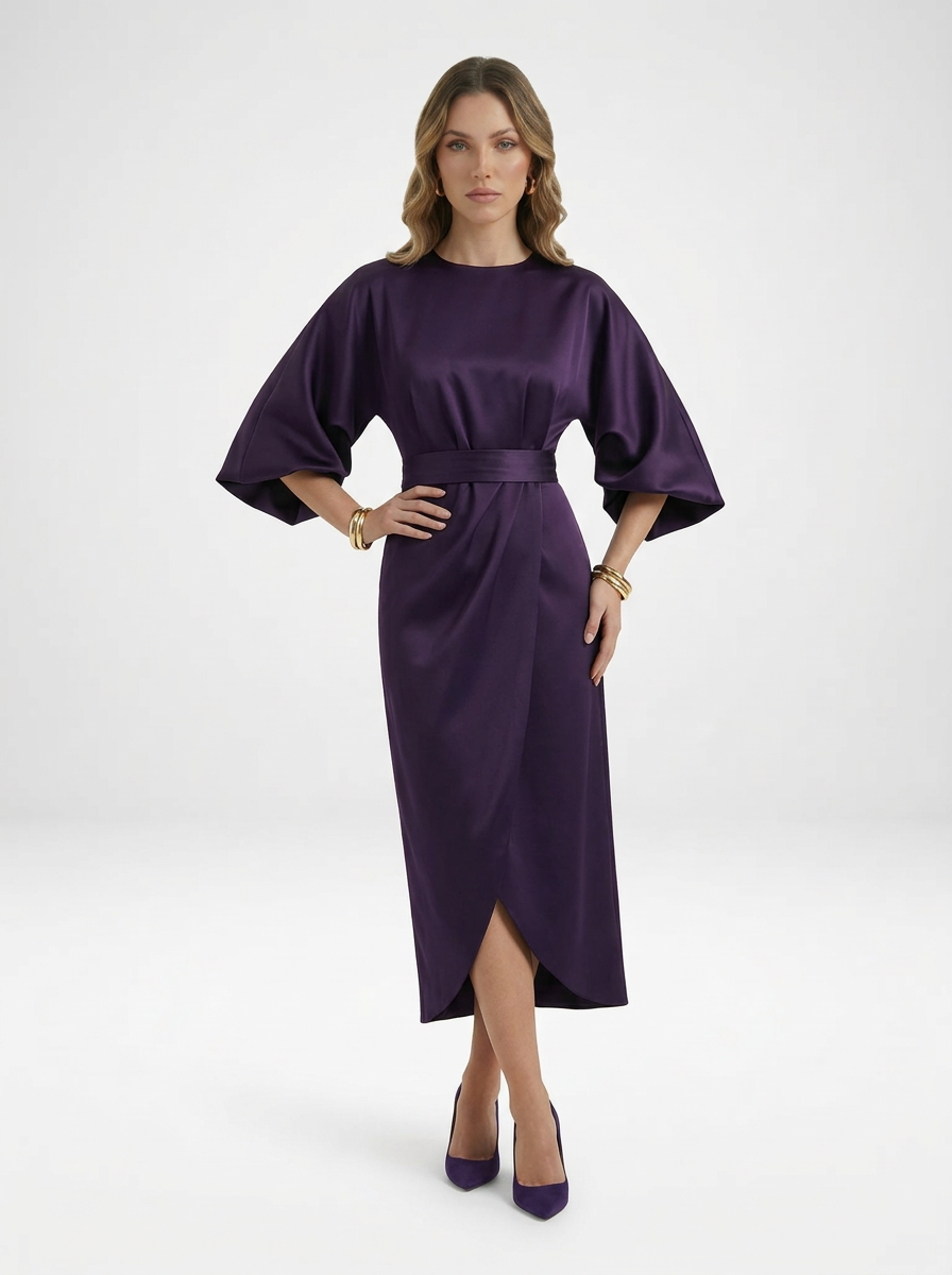Crew Neck Tailored Midi Dress