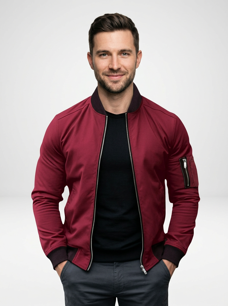Men’s Tailored Zip Front Bomber Jacket