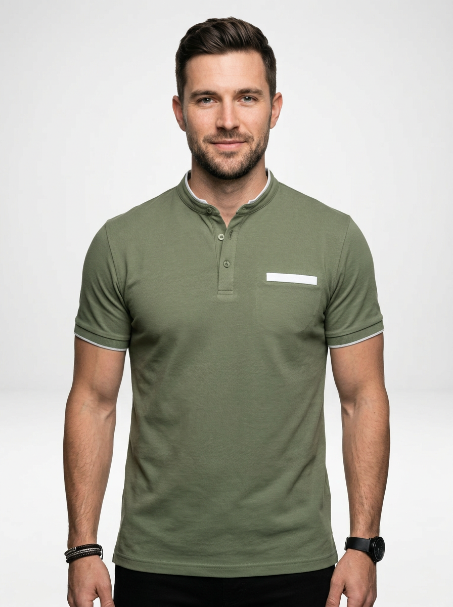 Men’s Short Sleeve Minimalist Button-Up Polo Shirt