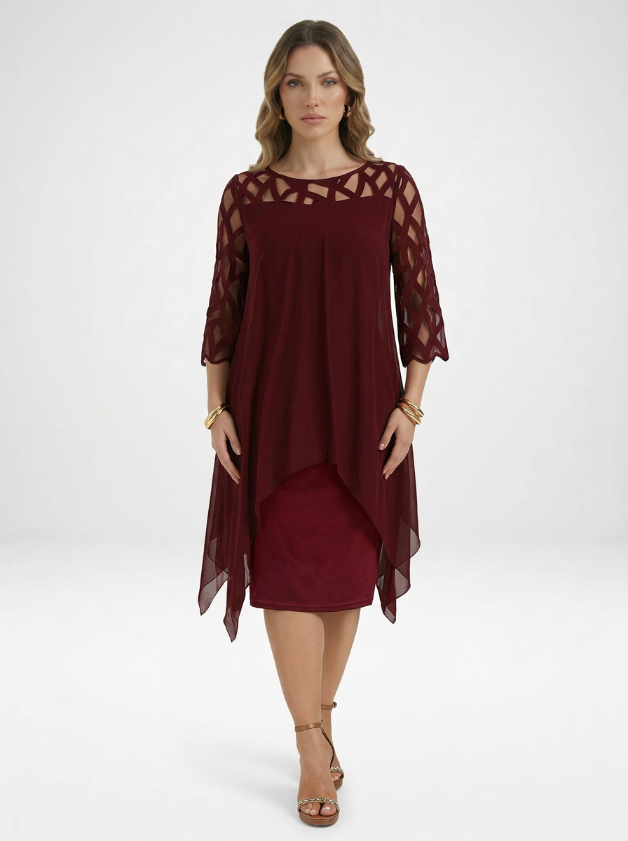 Chiffon Overlay Midi Dress