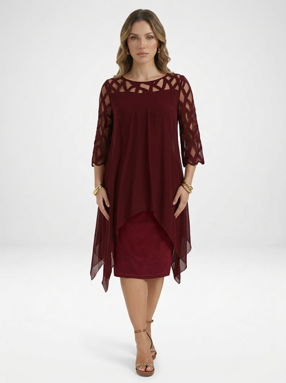 Chiffon Overlay Midi Dress