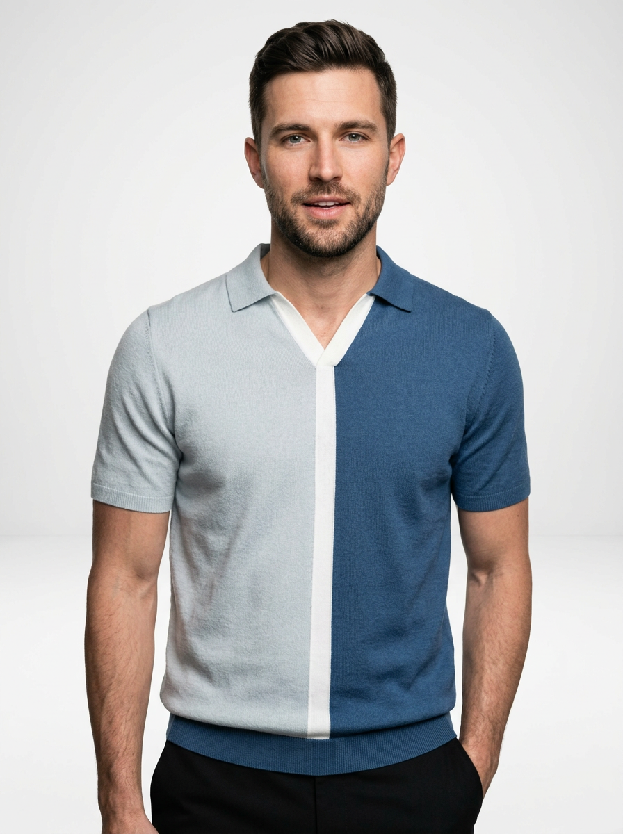 Men’s Two-Tone Cotton Polo Shirt