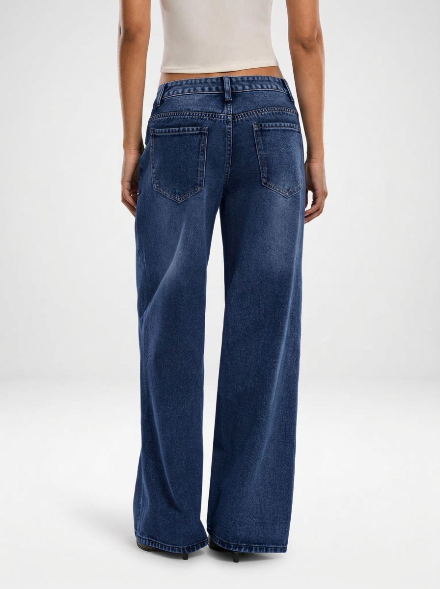 Women's Low Waist Loose Straight Leg Denim Jeans