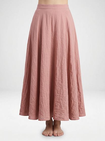 Women's Bohemian Linen Maxi Skirt with Flowing Silhouette