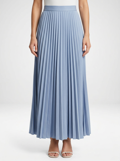 Pleated Midi Skirt with Elastic Waist