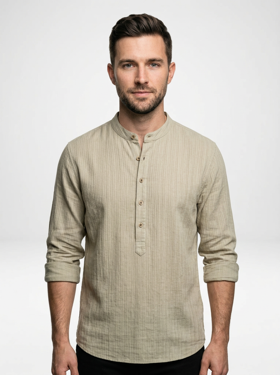 Men’s Lightweight Linen Henley Shirt