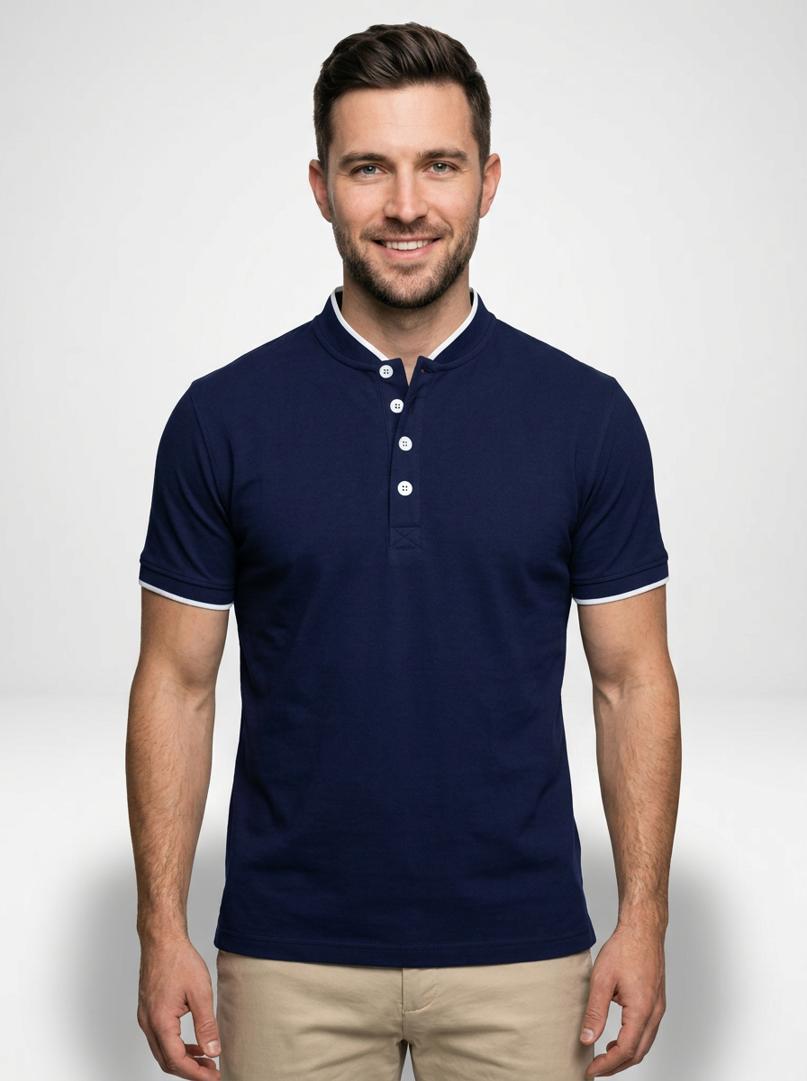 Men’s Short Sleeve Minimalist Button-Up Polo Shirt