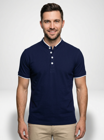 Men’s Short Sleeve Minimalist Button-Up Polo Shirt